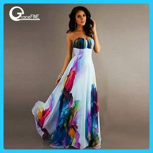 Laat One😱Strapless Maxi Dress Blue White Pink